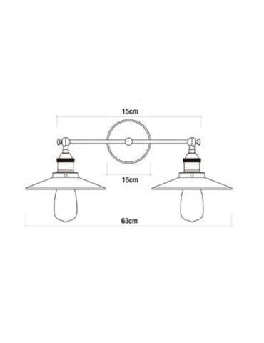Aplique de Pared Doble Vintage Metalico E27 60 W 63 x 29 cm EDM 2