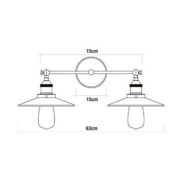 Aplique de Pared Doble Vintage Metalico E27 60 W 63 x 29 cm EDM
