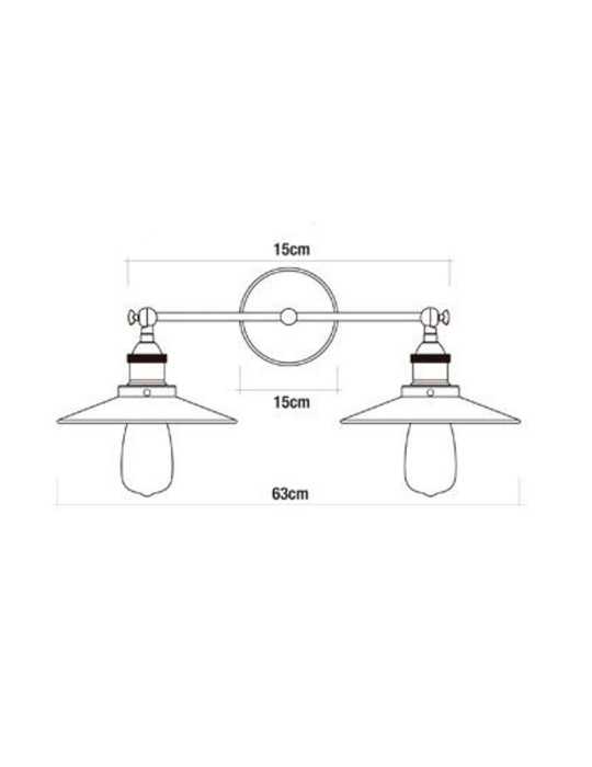 Aplique de Pared Doble Vintage Metalico E27 60 W 63 x 29 cm EDM