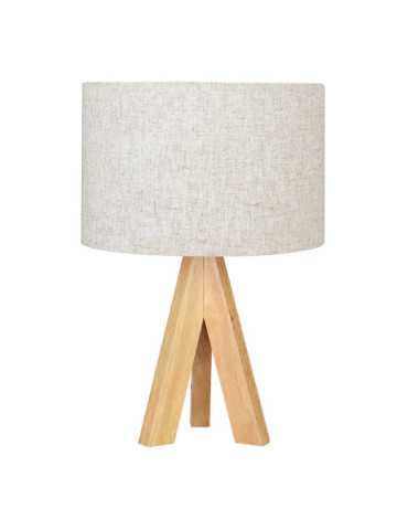 Lámpara Mesa E27 Madera y Tela (Bombilla No Incluida), Ø25 x 37 cm EDM