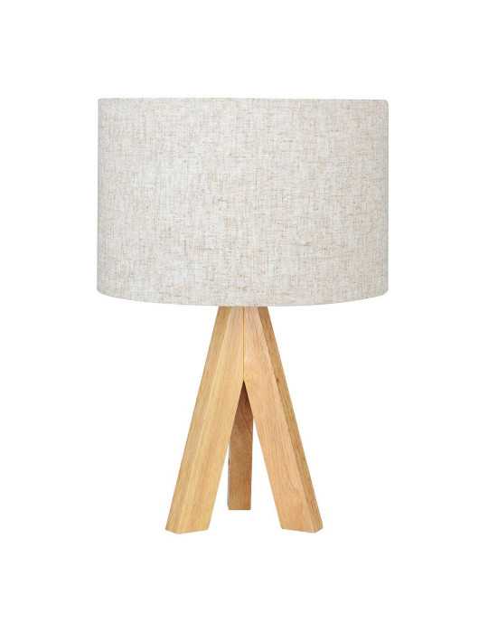 Lámpara Mesa E27 Madera y Tela (Bombilla No Incluida), Ø25 x 37 cm EDM