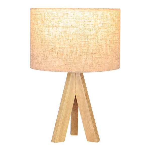Lámpara Mesa E27 Madera y Tela (Bombilla No Incluida), Ø25 x 37 cm EDM