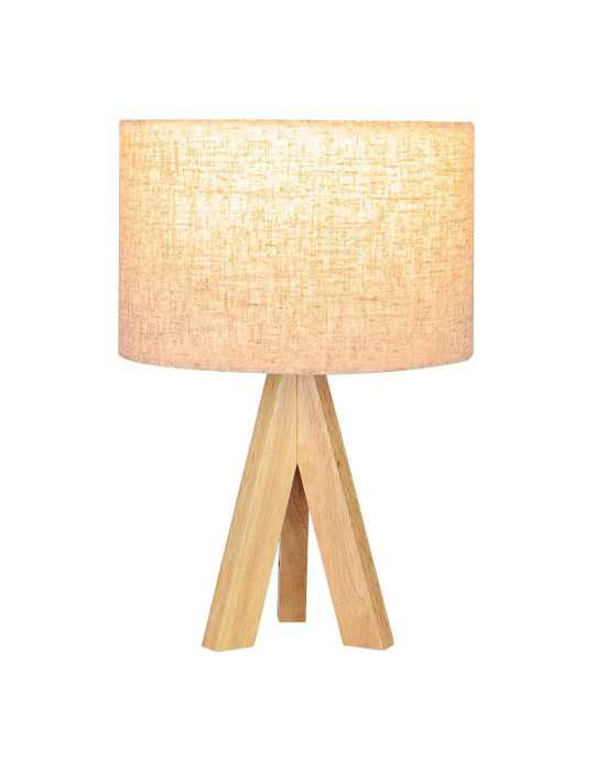 Lámpara Mesa E27 Madera y Tela (Bombilla No Incluida), Ø25 x 37 cm EDM