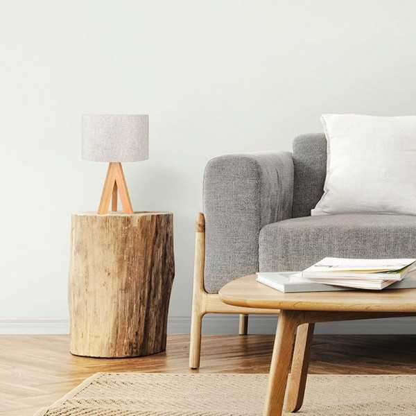 Lámpara Mesa E27 Madera y Tela (Bombilla No Incluida), Ø25 x 37 cm EDM