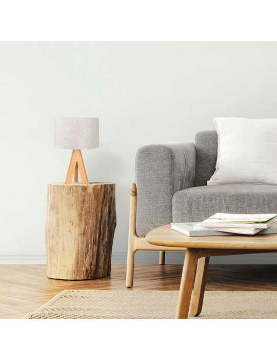 Lámpara Mesa E27 Madera y Tela (Bombilla No Incluida), Ø25 x 37 cm EDM