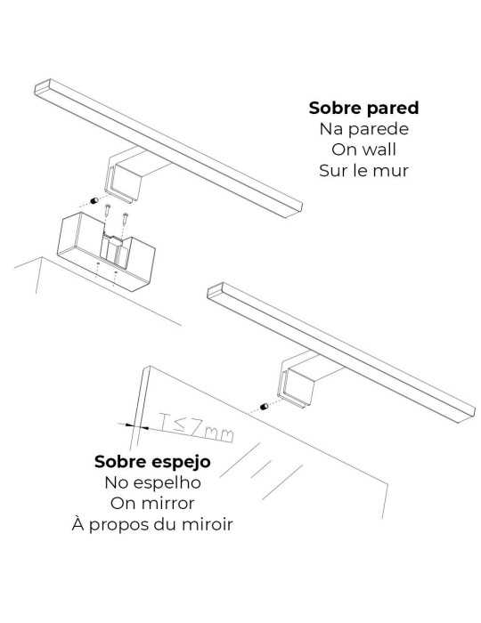 Lámpara LED de Pared o Espejo 6 W 4.000 K 600 lm Luz Día 30 x 12,8 x 5,10 cm EDM
