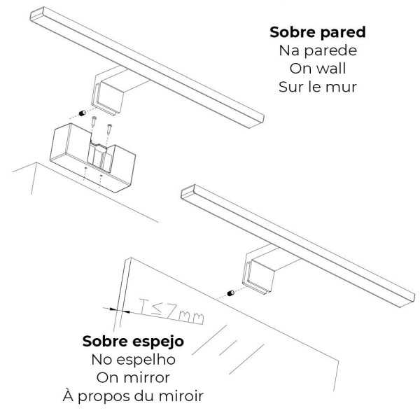 Lámpara LED de Pared o Espejo 8 W 4.000 K 800 lm Luz Día 40 x 12,8 x 5,10 cm EDM