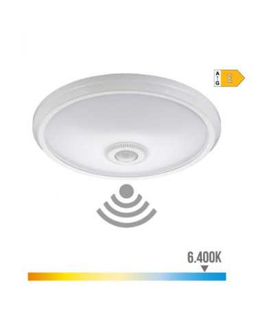 Aplique de Superficie LED con Sensor Crepuscular y Luz de Emergencia IP20 16W 96 LEDS 6400 K Luz Fria Ø29 x 6 cm EDM
