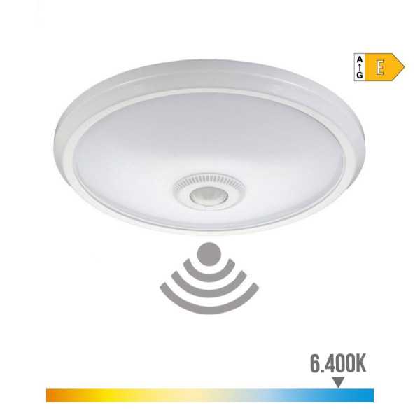Aplique de Superficie LED con Sensor Crepuscular y Luz de Emergencia IP20 16W 96 LEDS 6400 K Luz Fria Ø29 x 6 cm EDM