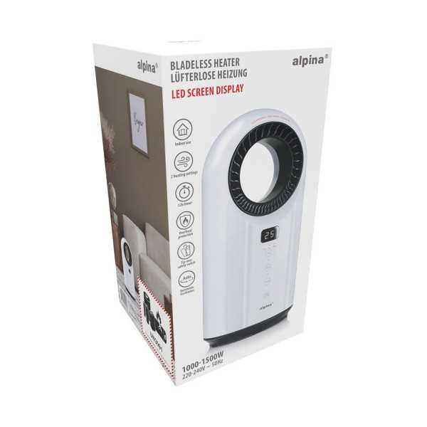 Calefactor sin Aspas 1000 - 1500 W, 18 x 18 x 36,9 cm ALPINA