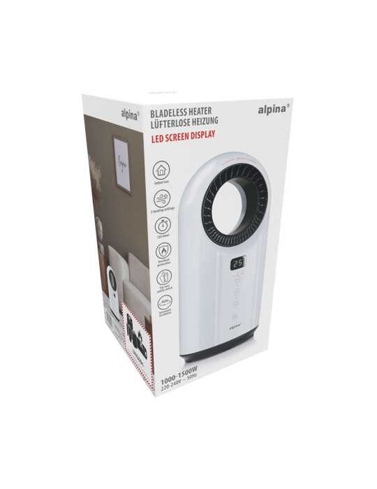 Calefactor sin Aspas 1000 - 1500 W, 18 x 18 x 36,9 cm ALPINA