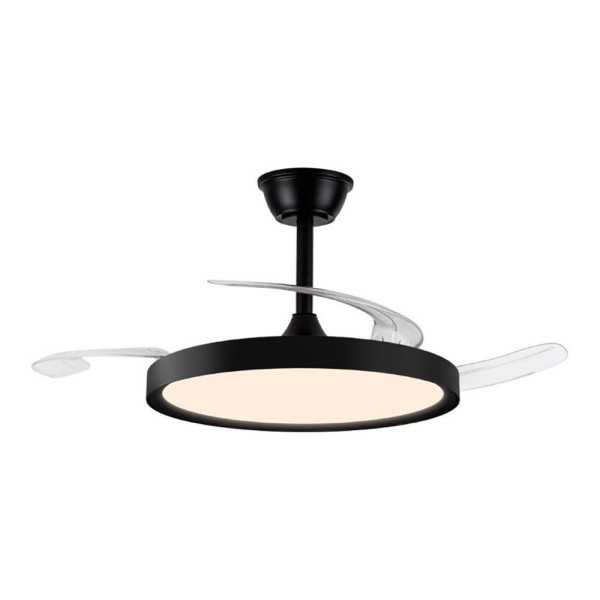Ventilador de Techo LED 3CCT Aspas Retráctiles Polaris 43 W 4430 lm Negro, Aspas Ø106 cm, Plafón Ø48,5 cm, Altura CRISTALRECORD