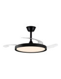 Ventilador de Techo LED 3CCT Aspas Retráctiles Polaris 43 W 4430 lm Negro, Aspas Ø106 cm, Plafón Ø48,5 cm, Altura CRISTALRECORD