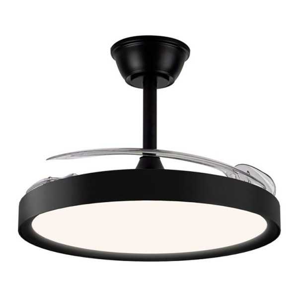 Ventilador de Techo LED 3CCT Aspas Retráctiles Polaris 43 W 4430 lm Negro, Aspas Ø106 cm, Plafón Ø48,5 cm, Altura CRISTALRECORD