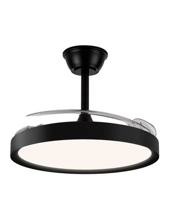 Ventilador de Techo LED 3CCT Aspas Retráctiles Polaris 43 W 4430 lm Negro, Aspas Ø106 cm, Plafón Ø48,5 cm, Altura CRISTALRECORD
