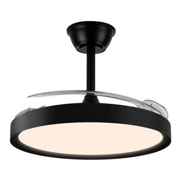 Ventilador de Techo LED 3CCT Aspas Retráctiles Polaris 43 W 4430 lm Negro, Aspas Ø106 cm, Plafón Ø48,5 cm, Altura CRISTALRECORD