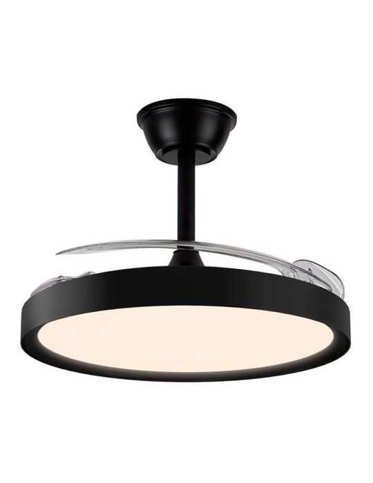 Ventilador de Techo LED 3CCT Aspas Retráctiles Polaris 43 W 4430 lm Negro, Aspas Ø106 cm, Plafón Ø48,5 cm, Altura CRISTALRECORD