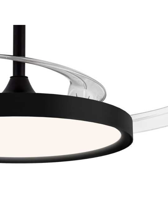 Ventilador de Techo LED 3CCT Aspas Retráctiles Polaris 43 W 4430 lm Negro, Aspas Ø106 cm, Plafón Ø48,5 cm, Altura CRISTALRECORD