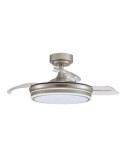 Ventilador de Techo LED 3CCT Aspas Retráctiles Moss 72 W 7920 lm Níquel, Aspas Ø106 cm, Plafón Ø48,5 cm, Altura CRISTALRECORD