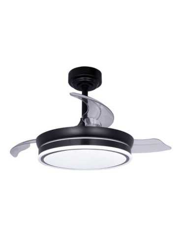 Ventilador de Techo LED 3CCT Aspas Retráctiles Moss Mini 46 W 5520 lm Negro, Aspas Ø92 cm, Plafón Ø39 cm, Altura CRISTALRECORD 2