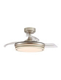 Ventilador de Techo LED 3CCT Aspas Retráctiles Moss Mini 46 W 5520 lm Níquel, Aspas Ø92 cm, Plafón Ø39 cm, Altura CRISTALRECORD
