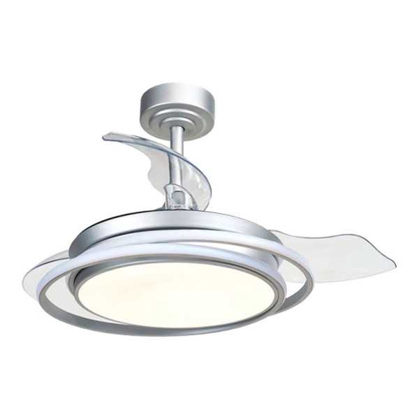 Ventilador de Techo LED 3CCT Aspas Retráctiles Antila Mini 40 W 4000 lm Plata, Aspas Ø92 cm, Plafón Ø40 cm, CRISTALRECORD