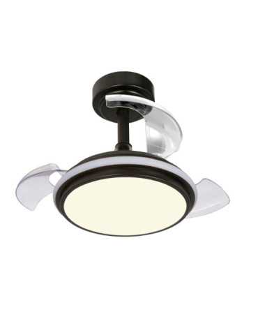 Ventilador de Techo LED 3CCT Aspas Retráctiles Antila Mini XS 35 W 3000 lm Negro, Aspas Ø55 cm, Plafón Ø32 cm, CRISTALRECORD 2