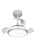 Ventilador de Techo LED 3CCT Aspas Retráctiles Antila Mini XS 35 W 3000 lm Plata, Aspas Ø55 cm, Plafón Ø32 cm, CRISTALRECORD