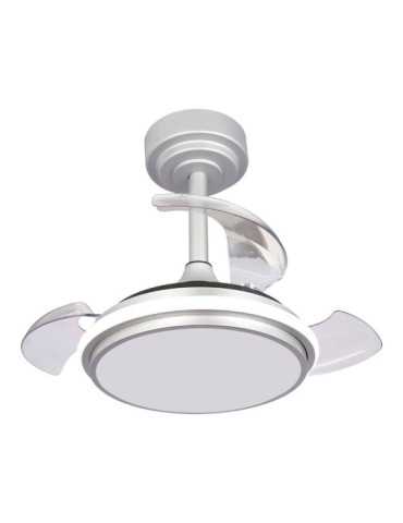 Ventilador de Techo LED 3CCT Aspas Retráctiles Antila Mini XS 35 W 3000 lm Plata, Aspas Ø55 cm, Plafón Ø32 cm, CRISTALRECORD 2