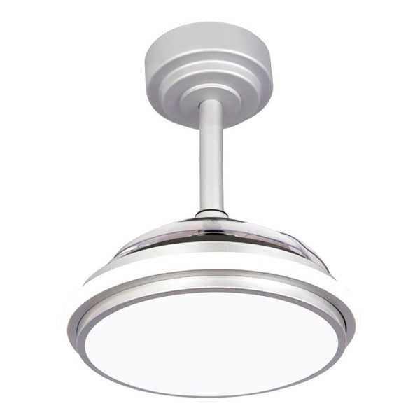 Ventilador de Techo LED 3CCT Aspas Retráctiles Antila Mini XS 35 W 3000 lm Plata, Aspas Ø55 cm, Plafón Ø32 cm, CRISTALRECORD