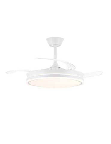 Ventilador de Techo LED 3CCT Aspas Retráctiles Evo Smart 72 W 7920 lm Blanco, Aspas Ø106 cm, Plafón Ø48,5 cm, CRISTALRECORD
