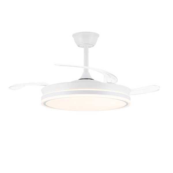Ventilador de Techo LED 3CCT Aspas Retráctiles Evo Smart 72 W 7920 lm Blanco, Aspas Ø106 cm, Plafón Ø48,5 cm, CRISTALRECORD