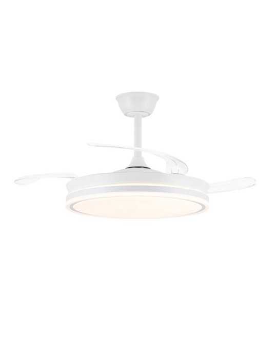 Ventilador de Techo LED 3CCT Aspas Retráctiles Evo Smart 72 W 7920 lm Blanco, Aspas Ø106 cm, Plafón Ø48,5 cm, CRISTALRECORD