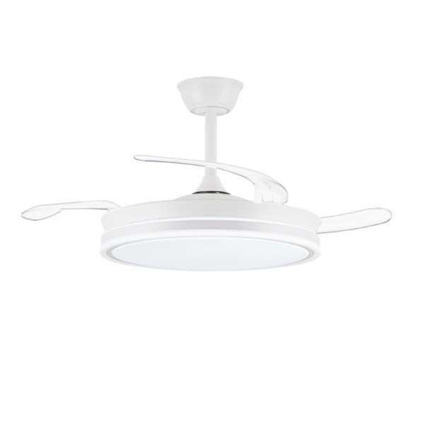 Ventilador de Techo LED 3CCT Aspas Retráctiles Evo Smart 72 W 7920 lm Blanco, Aspas Ø106 cm, Plafón Ø48,5 cm, CRISTALRECORD