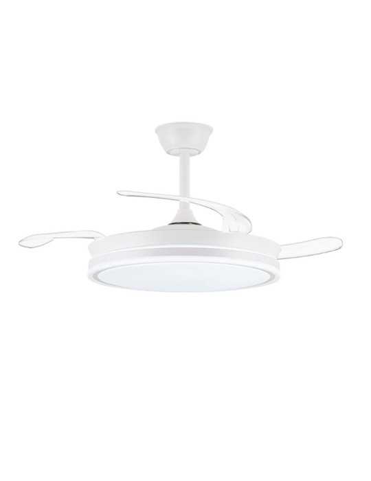 Ventilador de Techo LED 3CCT Aspas Retráctiles Evo Smart 72 W 7920 lm Blanco, Aspas Ø106 cm, Plafón Ø48,5 cm, CRISTALRECORD
