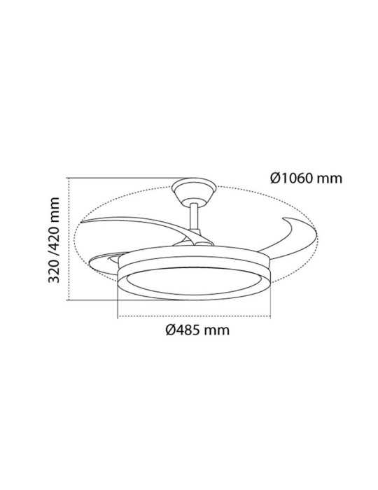 Ventilador de Techo LED 3CCT Aspas Retráctiles Evo Smart 72 W 7920 lm Blanco, Aspas Ø106 cm, Plafón Ø48,5 cm, CRISTALRECORD