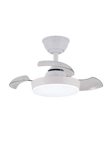 Ventilador de Techo LED 3CCT Aspas Retráctiles Hornet 32 W 3195 lm Blanco, Aspas Ø56 cm, Plafón Ø26 cm, Altura 34 CRISTALRECORD