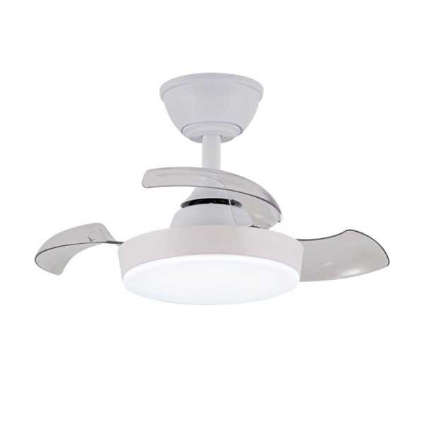 Ventilador de Techo LED 3CCT Aspas Retráctiles Hornet 32 W 3195 lm Blanco, Aspas Ø56 cm, Plafón Ø26 cm, Altura 34 CRISTALRECORD