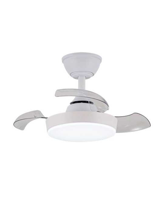 Ventilador de Techo LED 3CCT Aspas Retráctiles Hornet 32 W 3195 lm Blanco, Aspas Ø56 cm, Plafón Ø26 cm, Altura 34 CRISTALRECORD