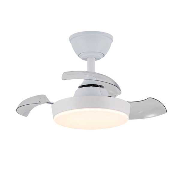 Ventilador de Techo LED 3CCT Aspas Retráctiles Hornet 32 W 3195 lm Blanco, Aspas Ø56 cm, Plafón Ø26 cm, Altura 34 CRISTALRECORD