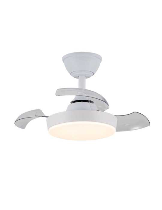 Ventilador de Techo LED 3CCT Aspas Retráctiles Hornet 32 W 3195 lm Blanco, Aspas Ø56 cm, Plafón Ø26 cm, Altura 34 CRISTALRECORD