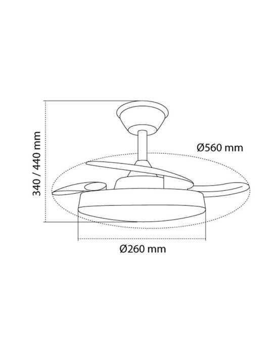 Ventilador de Techo LED 3CCT Aspas Retráctiles Hornet 32 W 3195 lm Blanco, Aspas Ø56 cm, Plafón Ø26 cm, Altura 34 CRISTALRECORD
