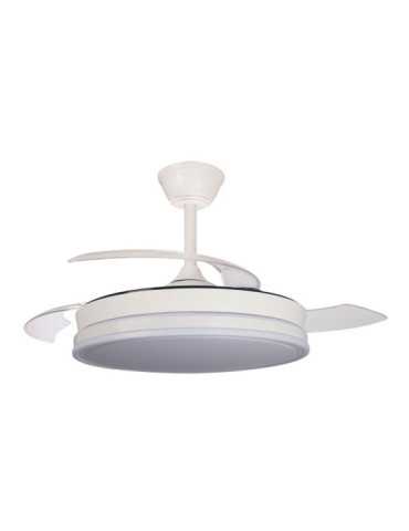 Ventilador de Techo LED 3CCT Aspas Retráctiles Supereco 45 W 4400 lm Blanco, Ø106 cm, Plafón Ø48,5 cm, Altura 32 CRISTALRECORD