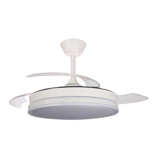 Ventilador de Techo LED 3CCT Aspas Retráctiles Supereco 45 W 4400 lm Blanco, Ø106 cm, Plafón Ø48,5 cm, Altura 32 CRISTALRECORD