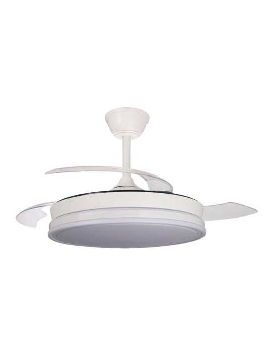 Ventilador de Techo LED 3CCT Aspas Retráctiles Supereco 45 W 4400 lm Blanco, Ø106 cm, Plafón Ø48,5 cm, Altura 32 CRISTALRECORD