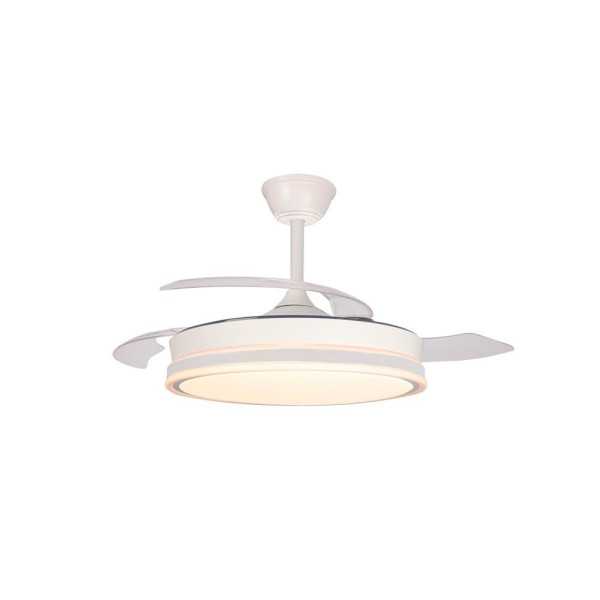 Ventilador de Techo LED 3CCT Aspas Retráctiles Supereco 45 W 4400 lm Blanco, Ø106 cm, Plafón Ø48,5 cm, Altura 32 CRISTALRECORD