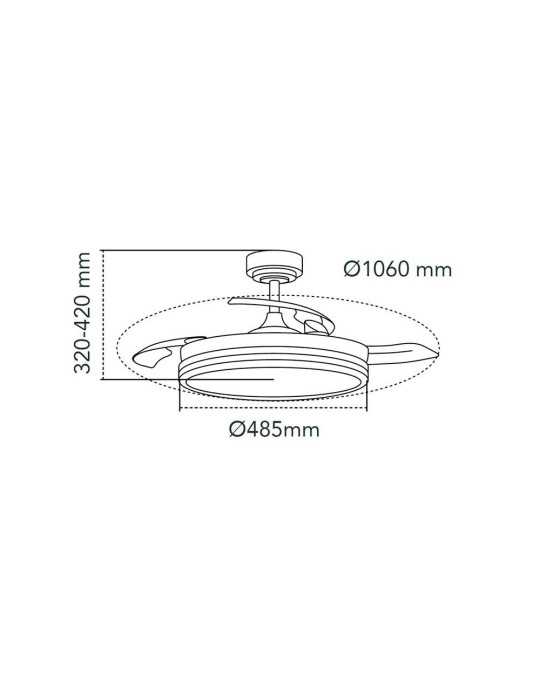 Ventilador de Techo LED 3CCT Aspas Retráctiles Supereco 45 W 4400 lm Blanco, Ø106 cm, Plafón Ø48,5 cm, Altura 32 CRISTALRECORD