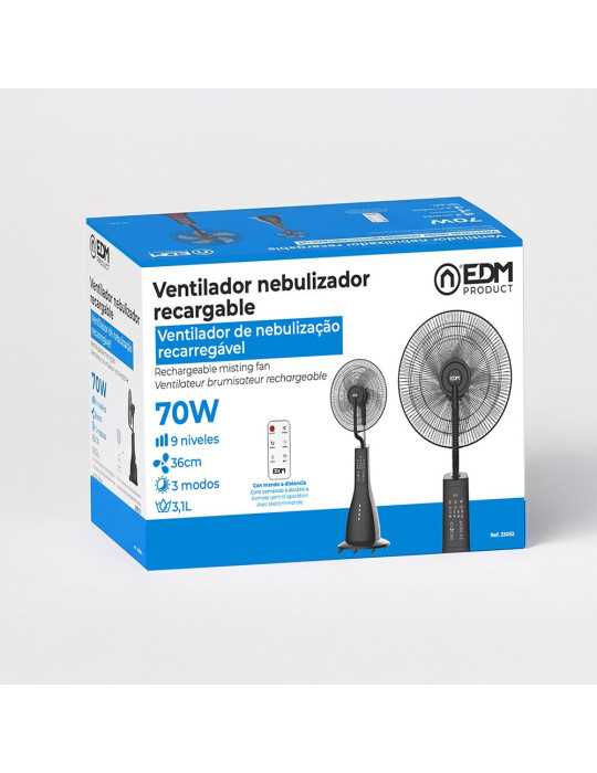 Ventilador Nebulizador Recargable 70 W, Ø41 x 128 cm EDM