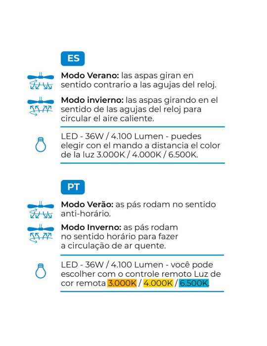 Ventilador de Techo 3CCT Ø107 cm, Plateado EDM