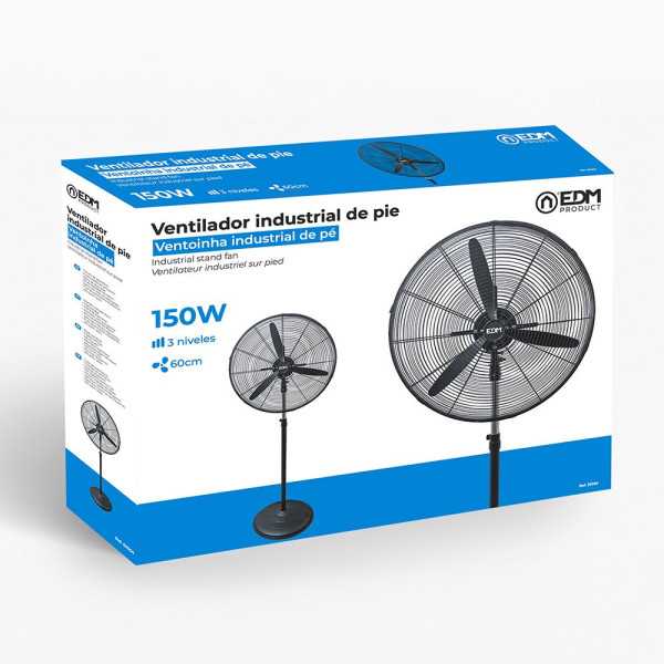 Ventilador Industrial de Pie 150 W, Negro, Ø60 cm EDM